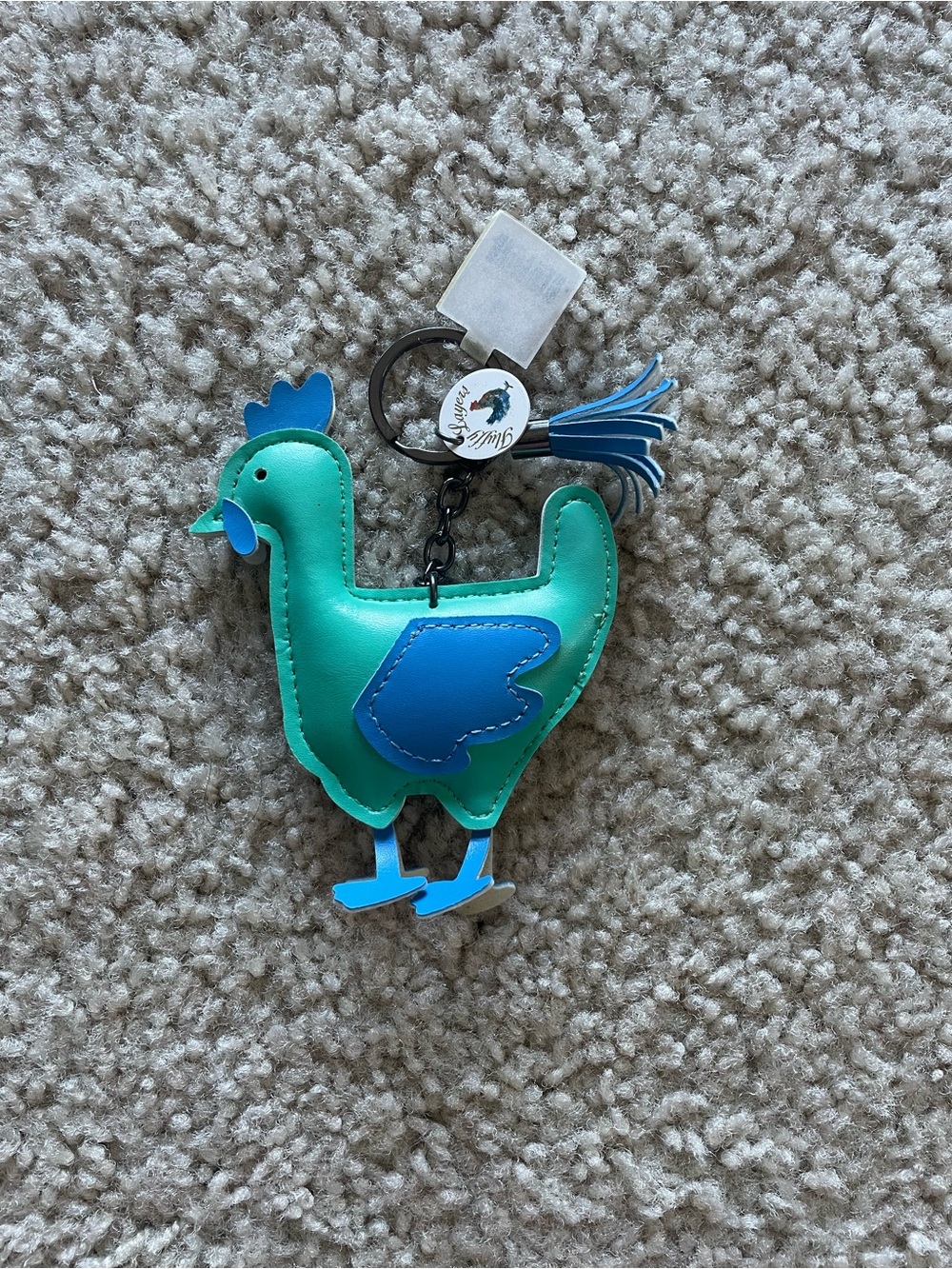 Fluffy Layers Green and Blue Chicken Keychain